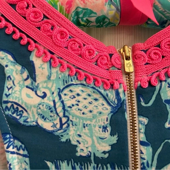 Lilly Pulitzer Pink and Blue sleeveless elephant print dress - Picture 7 of 7